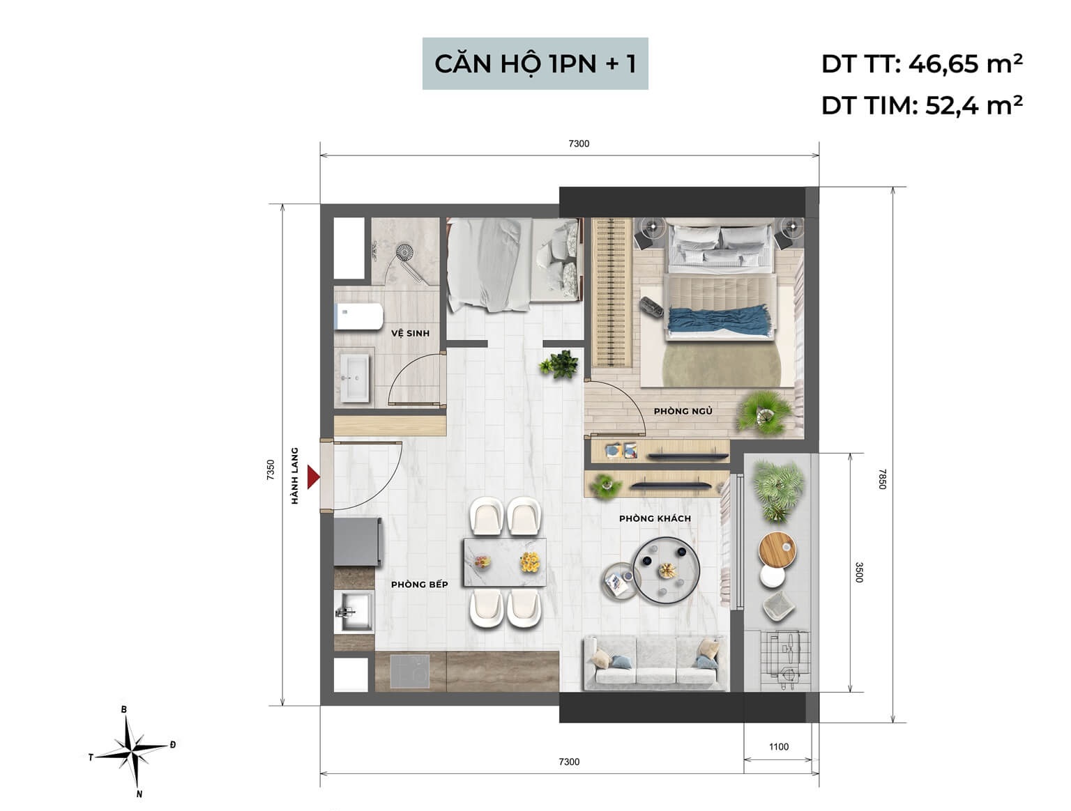 căn hộ 1 phòng ngủ NobleX West Lake Ha Noi